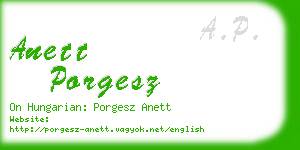 anett porgesz business card